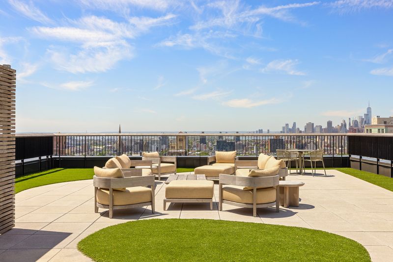 Roof deck lounge with Manhattan skyline at One Prospect Park West, PHC, Park Slope — photo 9 of 9