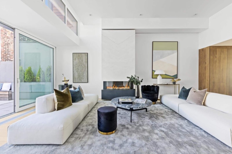 living room at 10 Greene Street penthouse SoHo