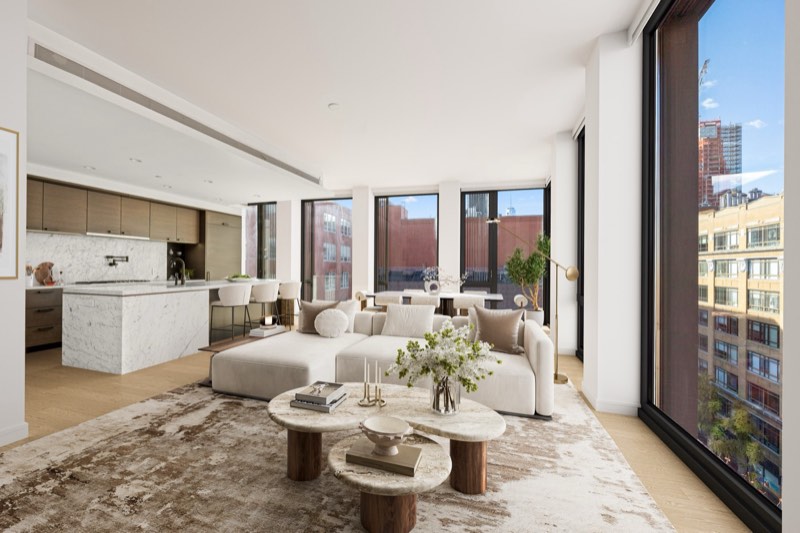 living to Carrara kitchen at 100 Barrow Street 9A