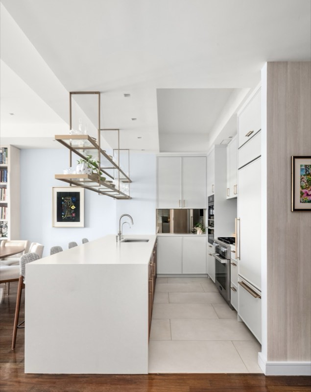 river-facing living room at 100 Morton Street 7EW