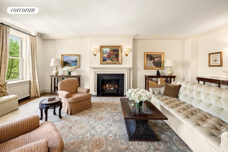 living room fireplace wall, tufted sofa