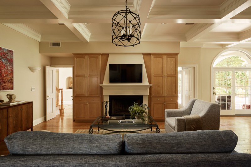 family fireplace at 1300 Monaco Drive