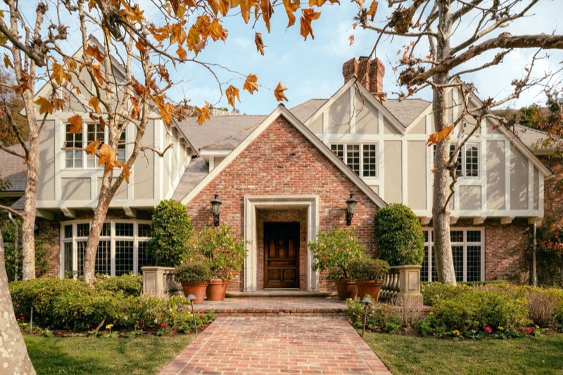 brick entry / timber gables / walk