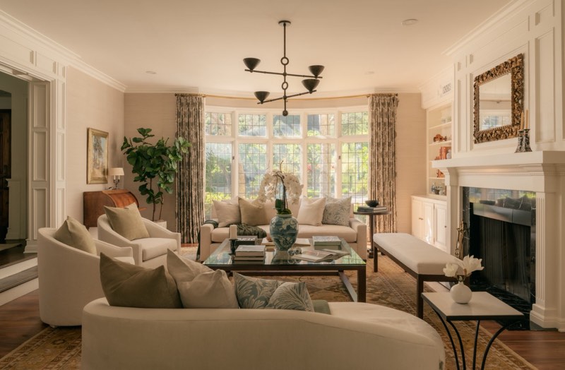 living toward bay window