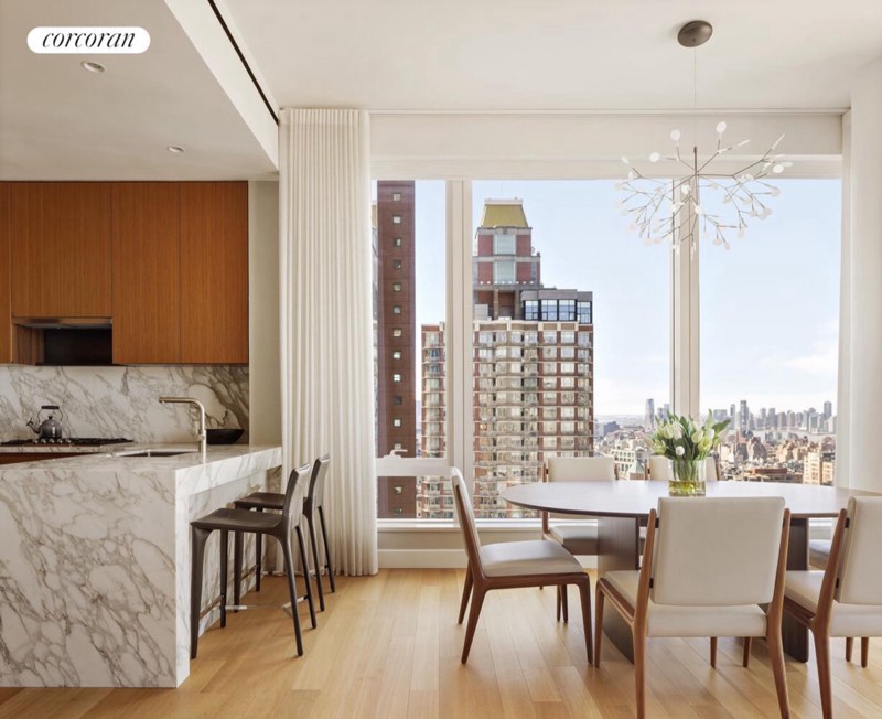 kitchen island to dining, Calacatta marble