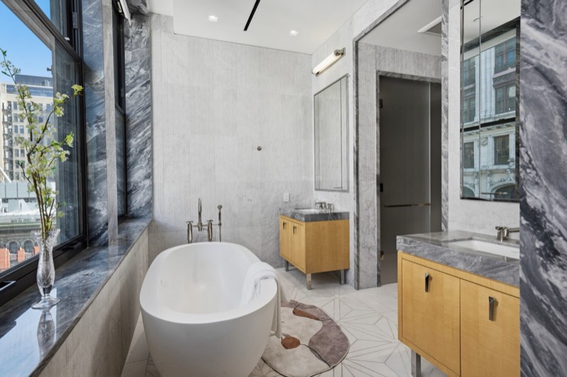 marble bath, freestanding tub