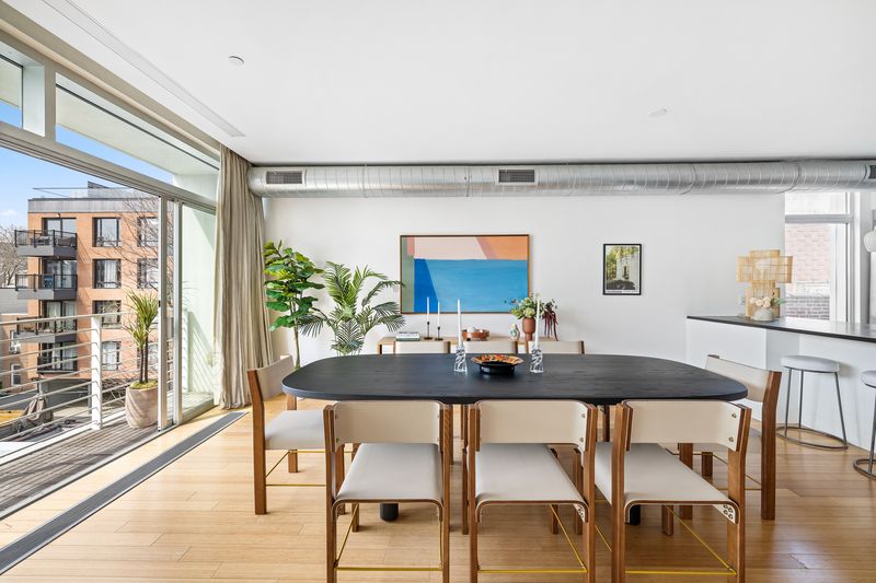 Dining area glass doors at 361 Manhattan Avenue 3AB, Williamsburg