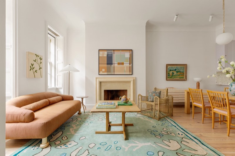 living room fireplace at 37 Harrison Street