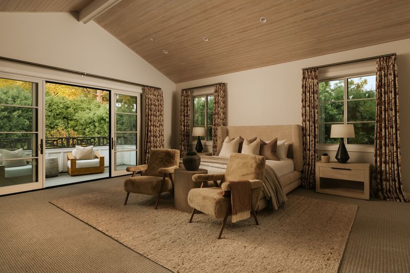 Primary bedroom with vaulted wood ceiling at 371 20th Street, Santa Monica — photo 7 of 8