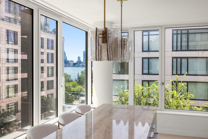 Kitchen and dining with Hudson outlook at 450 Washington Street 520, Tribeca — photo 4 of 7
