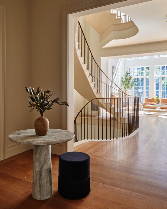 limestone floating staircase at 48–50 West 69th Street