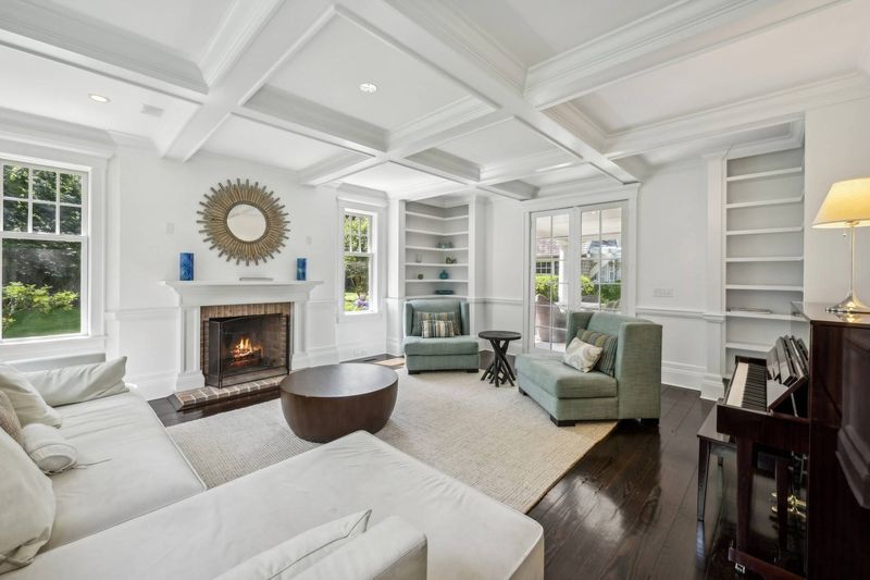 Formal living room with fireplace and built-ins at 5 New Lane, Southampton — photo 12 of 12