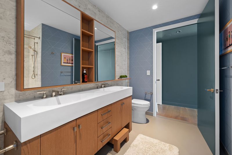 Secondary bath vanity at 50 Bridge Park Drive 16B, Brooklyn Heights — photo 9 of 12