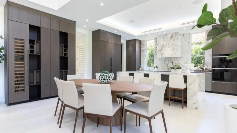 kitchen dining wine wall at 505 Zamora Avenue