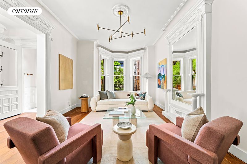 Bay-windowed living room at 506 13th Street, Park Slope