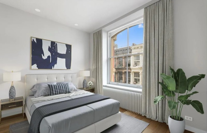 virtually staged second bedroom at 63 Greene Street 5A
