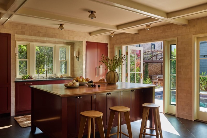 kitchen island pool doors at 649 Palms Boulevard