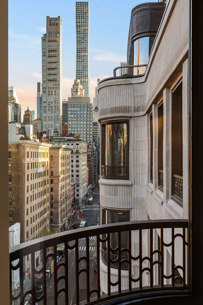 Balcony view toward the Midtown skyline at 760 Madison Avenue, Ninth Floor, Lenox Hill — photo 5 of 6