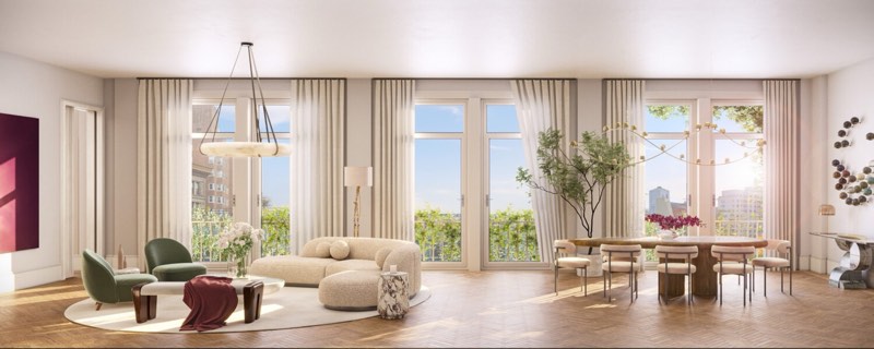 living room at La Maison Collette PH2, 815 Broadway